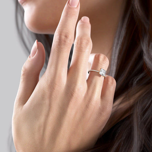 Asscher Three Stones Engagement Ring – 5.75 CT Moissanite Diamond