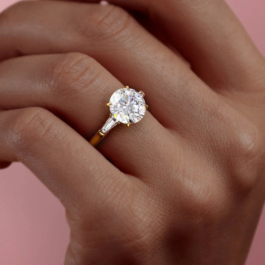 Asscher Three Stones Engagement Ring – 5.75 CT Moissanite Diamond