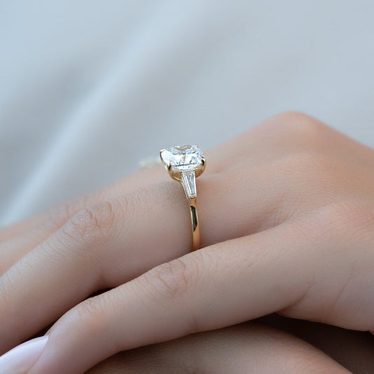 Asscher Three Stones Engagement Ring – 5.75 CT Moissanite Diamond