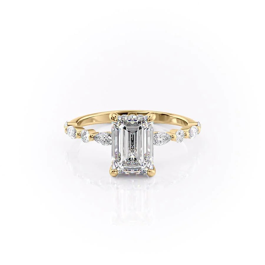 Asscher Three Stones Engagement Ring – 5.75 CT Moissanite Diamond