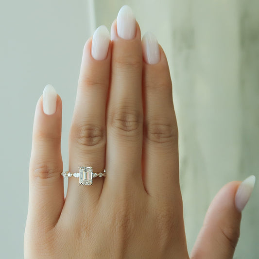 Asscher Three Stones Engagement Ring – 5.75 CT Moissanite Diamond