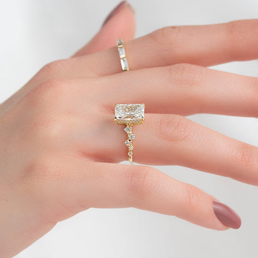 Asscher Three Stones Engagement Ring – 5.75 CT Moissanite Diamond