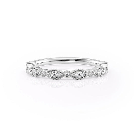 1.29 TCW Oval and Emerald Diamond Half Eternity DEF/VVS Lab Grown Wedding Band