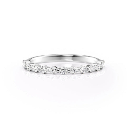 1.29 TCW Oval and Emerald Diamond Half Eternity DEF/VVS Lab Grown Wedding Band