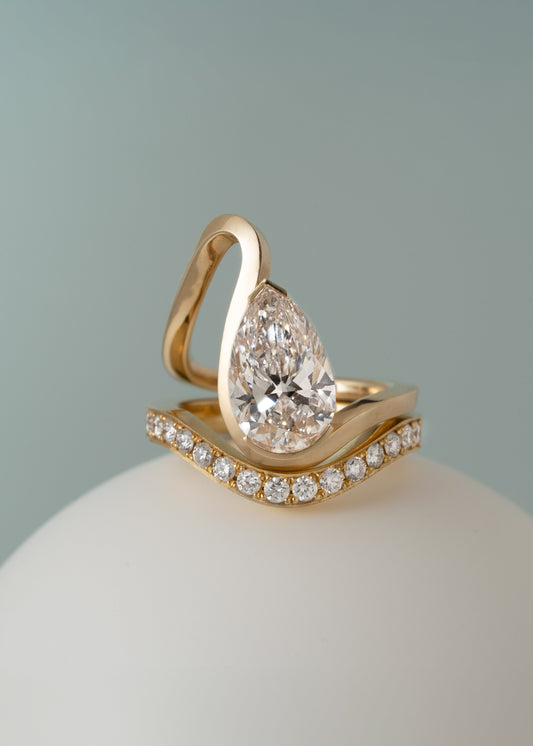 Moval Swirl Semi Pave Engagement Ring – 2.5 CT Lab Grown Diamond