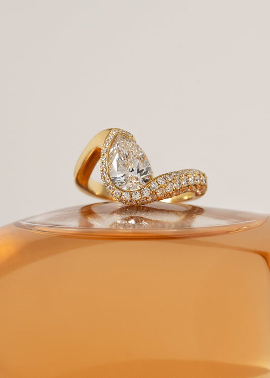 Moval Swirl Semi Pave Engagement Ring – 2.5 CT Lab Grown Diamond