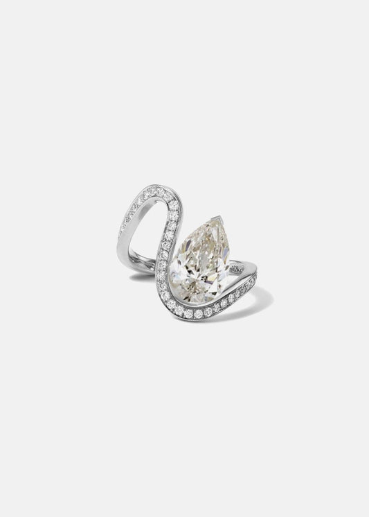 Moval Swirl Semi Pave Engagement Ring – 2.5 CT Lab Grown Diamond
