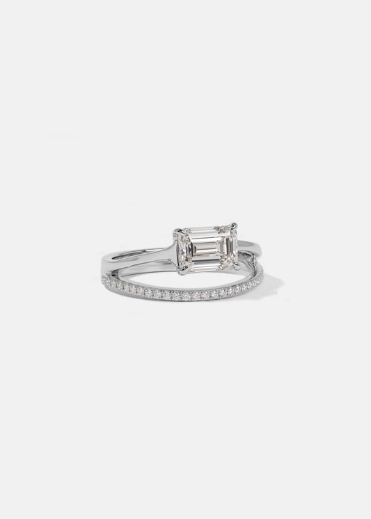 Moval Swirl Semi Pave Engagement Ring – 2.5 CT Lab Grown Diamond