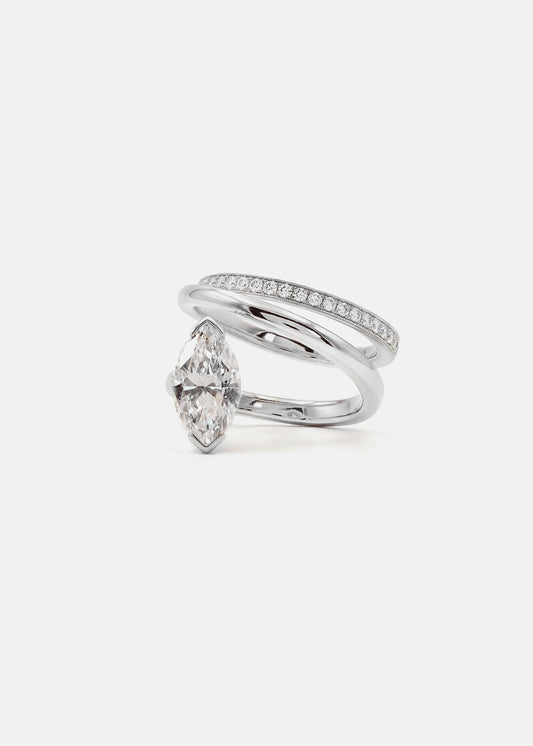 Moval Swirl Semi Pave Engagement Ring – 2.5 CT Lab Grown Diamond
