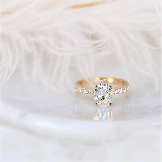2 CT Emerald Pave Moissanite Engagement Ring