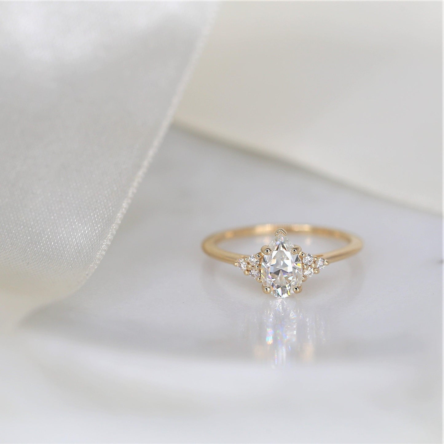2 CT Emerald Pave Moissanite Engagement Ring