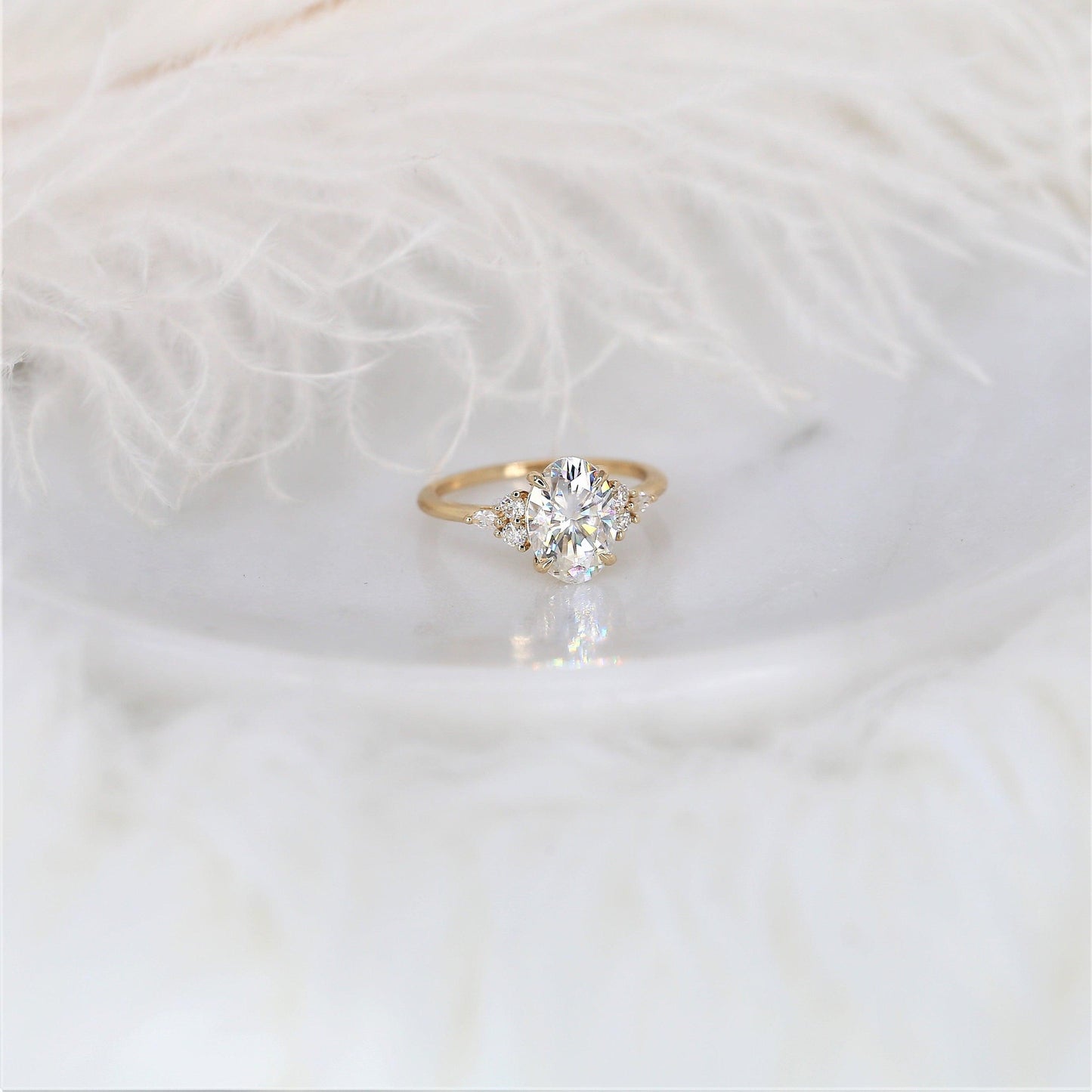 2 CT Emerald Pave Moissanite Engagement Ring