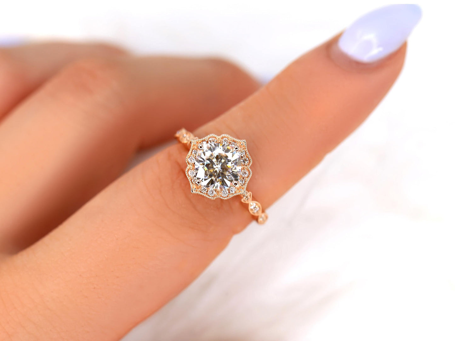2 CT Emerald Pave Moissanite Engagement Ring