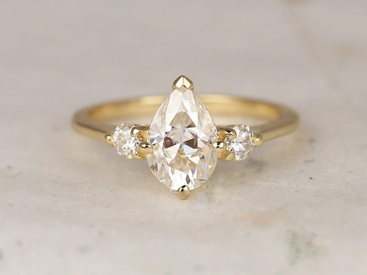2 CT Emerald Pave Moissanite Engagement Ring