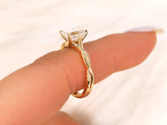 2 CT Emerald Pave Moissanite Engagement Ring