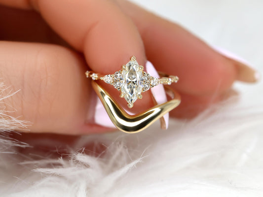 3.0 CT Elongated Cushion Solitaire Moissanite Diamond Bridal Ring Set