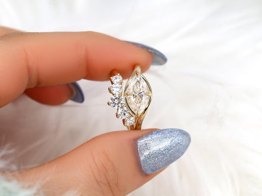 3.0 CT Elongated Cushion Solitaire Moissanite Diamond Bridal Ring Set