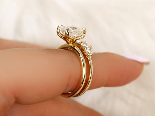 3.0 CT Elongated Cushion Solitaire Moissanite Diamond Bridal Ring Set