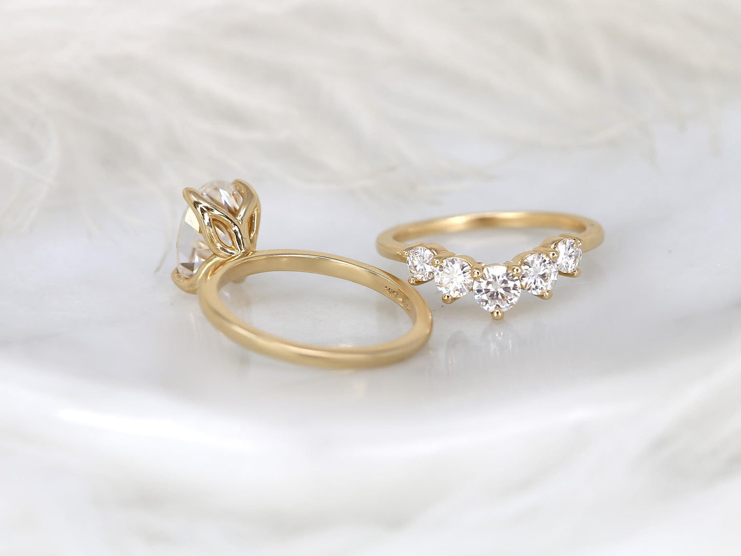 3.0 CT Elongated Cushion Solitaire Moissanite Diamond Bridal Ring Set