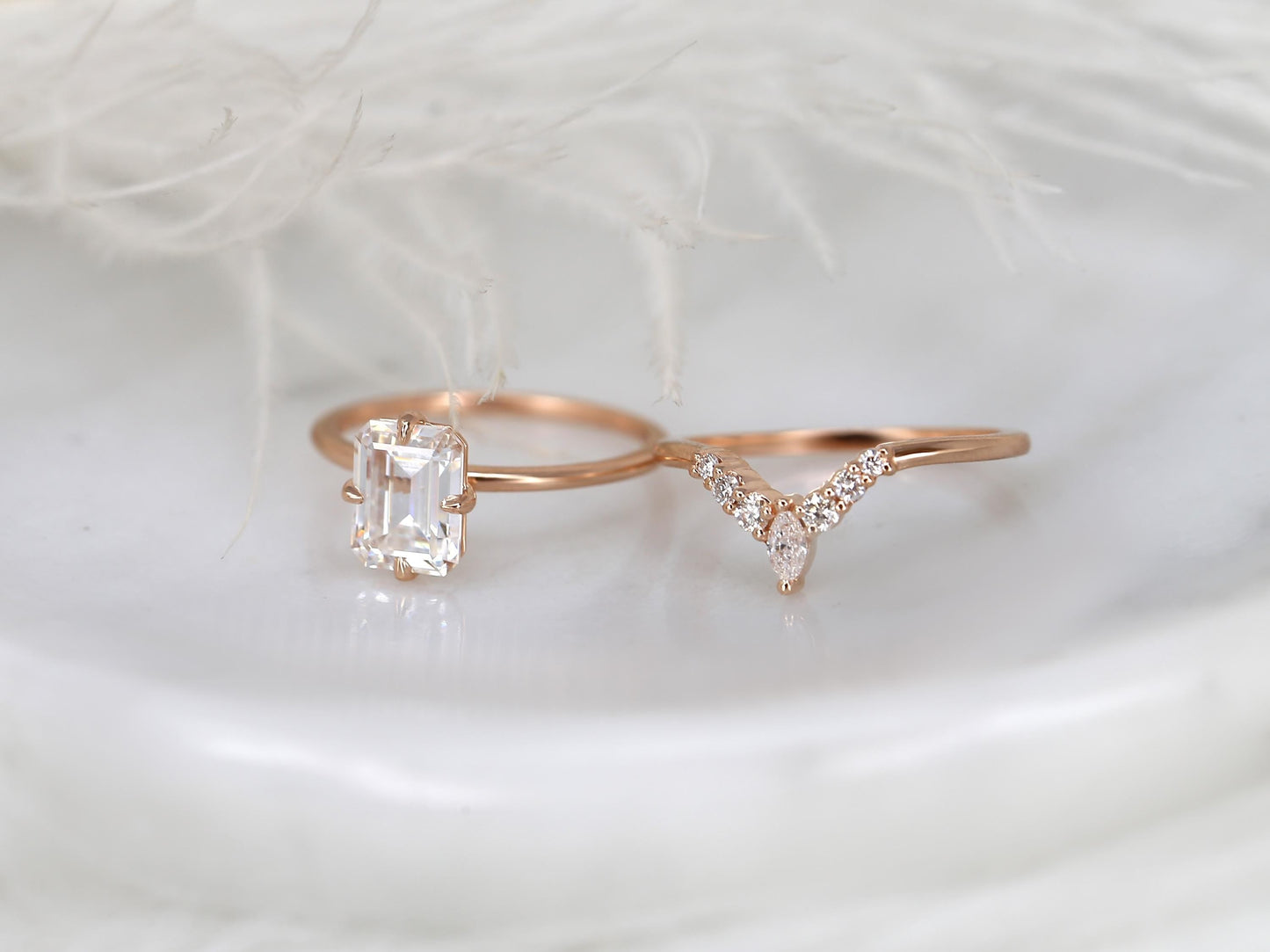 3.0 CT Elongated Cushion Solitaire Moissanite Diamond Bridal Ring Set