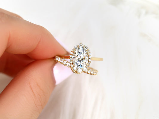 3.0 CT Elongated Cushion Solitaire Moissanite Diamond Bridal Ring Set