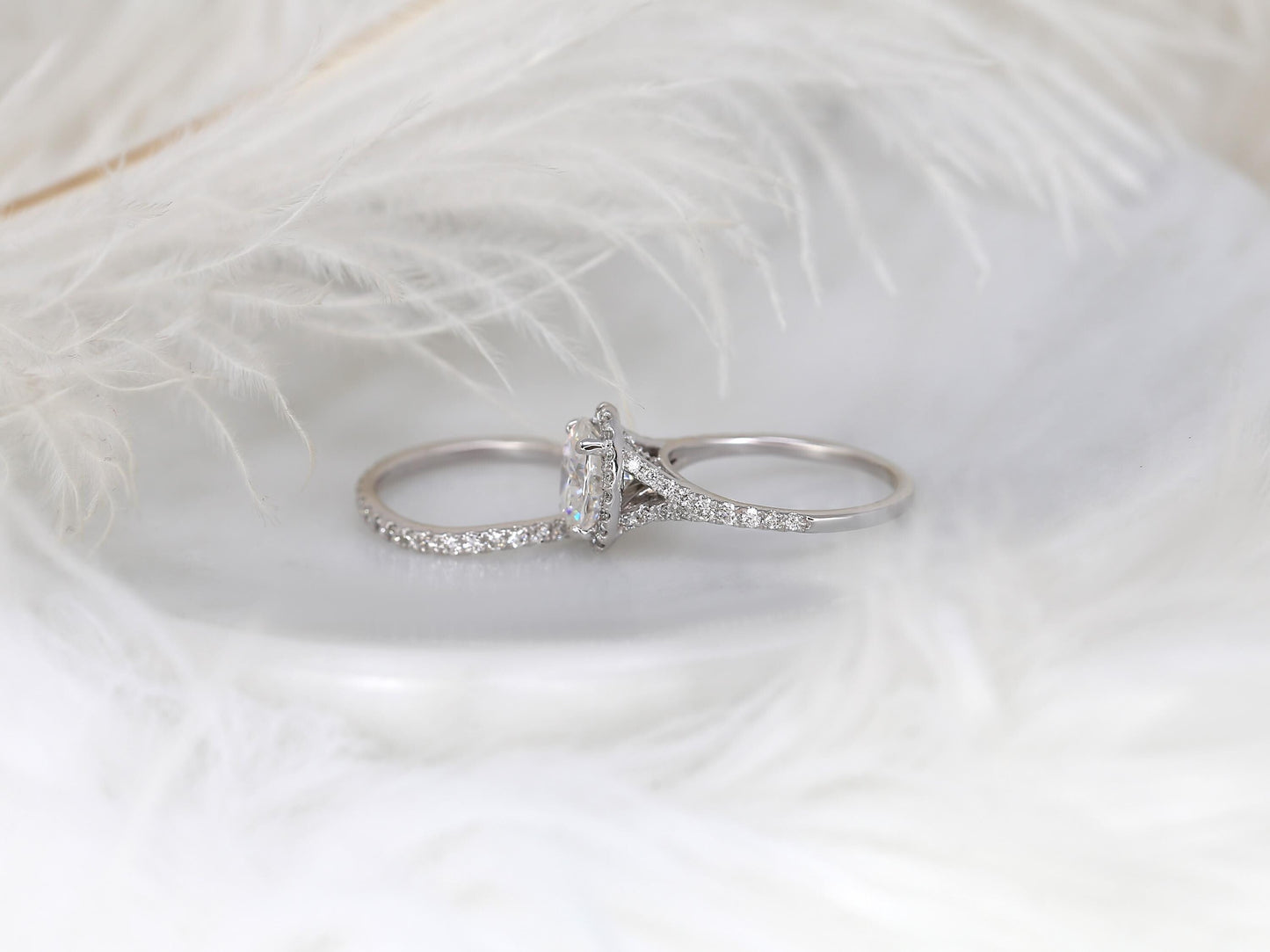 3.0 CT Elongated Cushion Solitaire Moissanite Diamond Bridal Ring Set