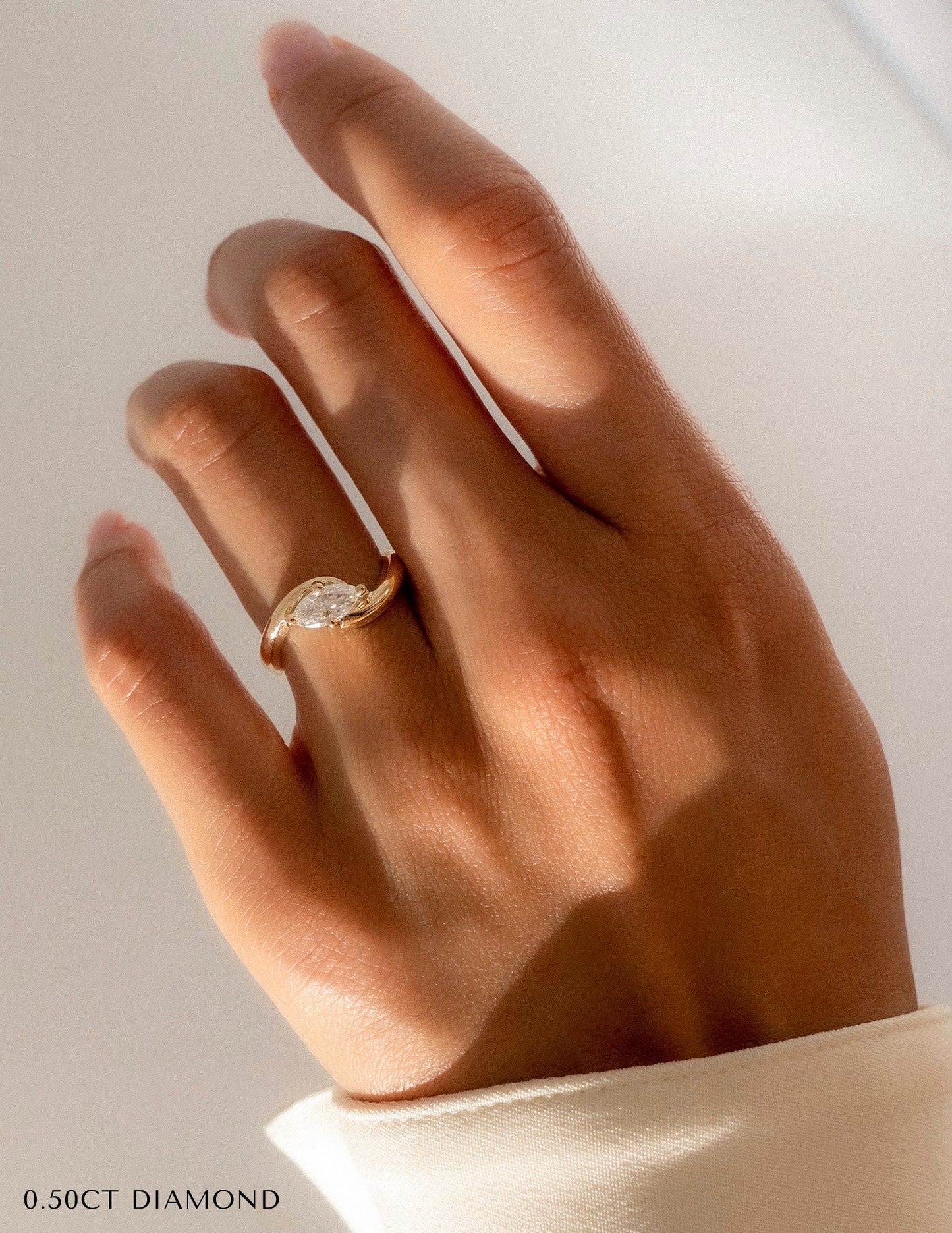 1 CT Marquise Swirl East West Solitaire Lab Grown Engagement Ring