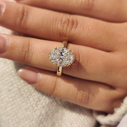Cushion Hidden Halo Lab Grown Diamond Engagement Ring