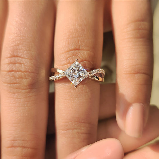 Cushion Hidden Halo Lab Grown Diamond Engagement Ring