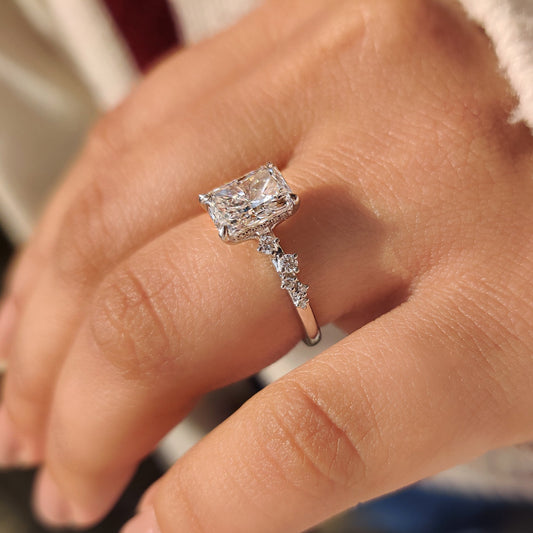 Cushion Hidden Halo Lab Grown Diamond Engagement Ring