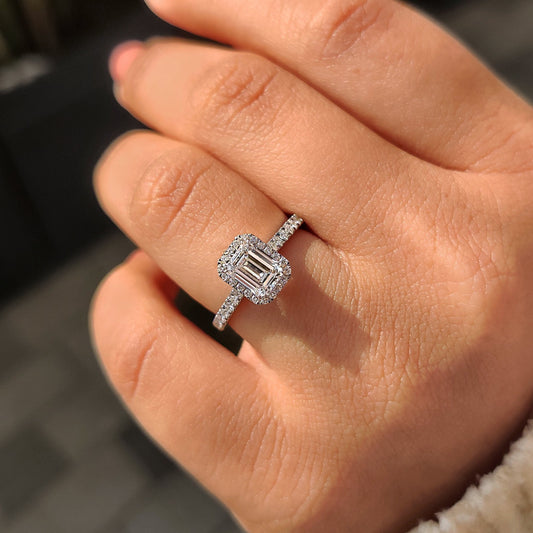 Cushion Hidden Halo Lab Grown Diamond Engagement Ring
