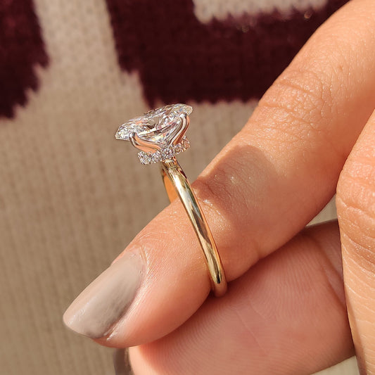 Cushion Hidden Halo Lab Grown Diamond Engagement Ring