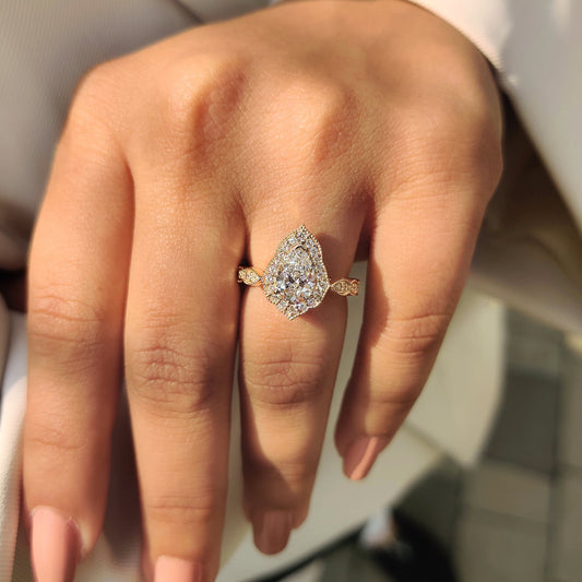 Cushion Hidden Halo Lab Grown Diamond Engagement Ring