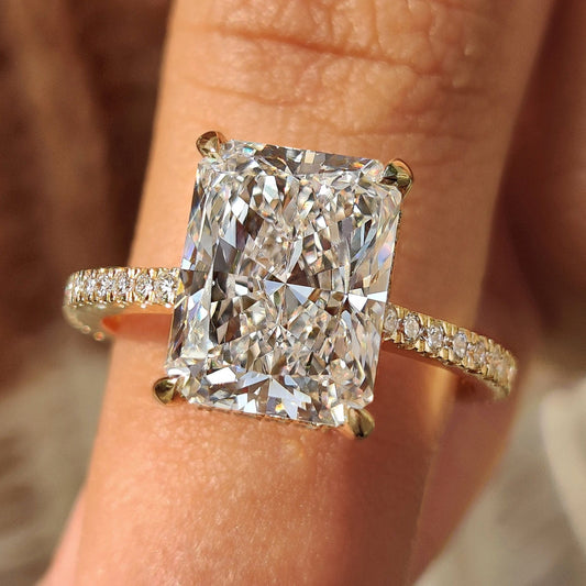 Cushion Hidden Halo Lab Grown Diamond Engagement Ring