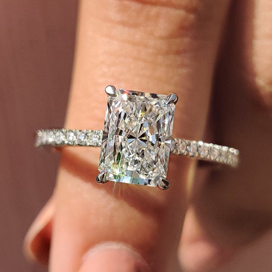 Cushion Hidden Halo Lab Grown Diamond Engagement Ring