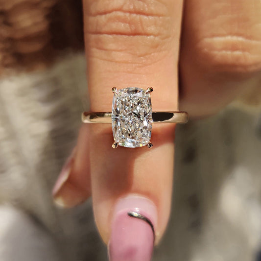 Cushion Hidden Halo Lab Grown Diamond Engagement Ring