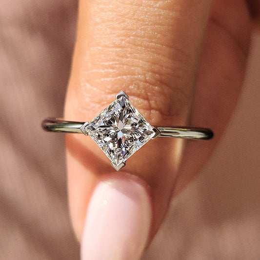 Cushion Hidden Halo Lab Grown Diamond Engagement Ring