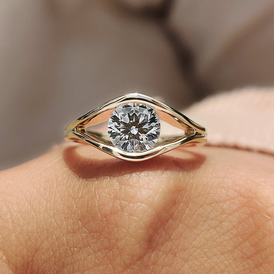 Cushion Hidden Halo Lab Grown Diamond Engagement Ring