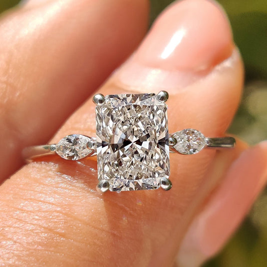 Cushion Hidden Halo Lab Grown Diamond Engagement Ring