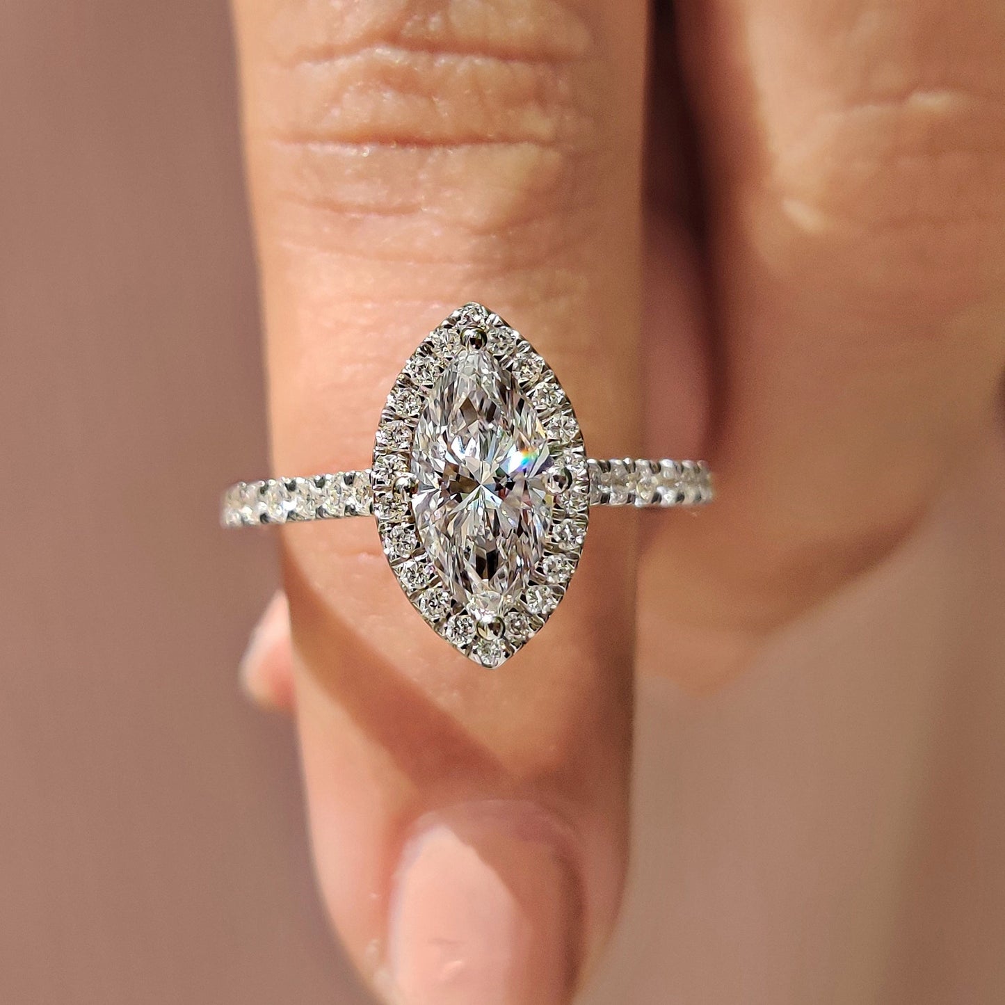 Cushion Hidden Halo Lab Grown Diamond Engagement Ring
