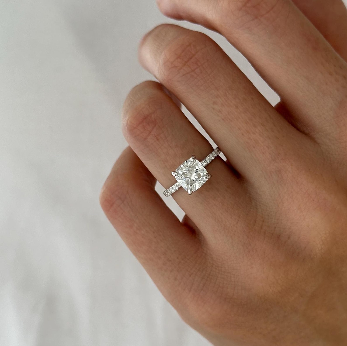 Round Halo, Pave & Split Shank Engagement Ring – 1.93 CT Lab Grown Diamond