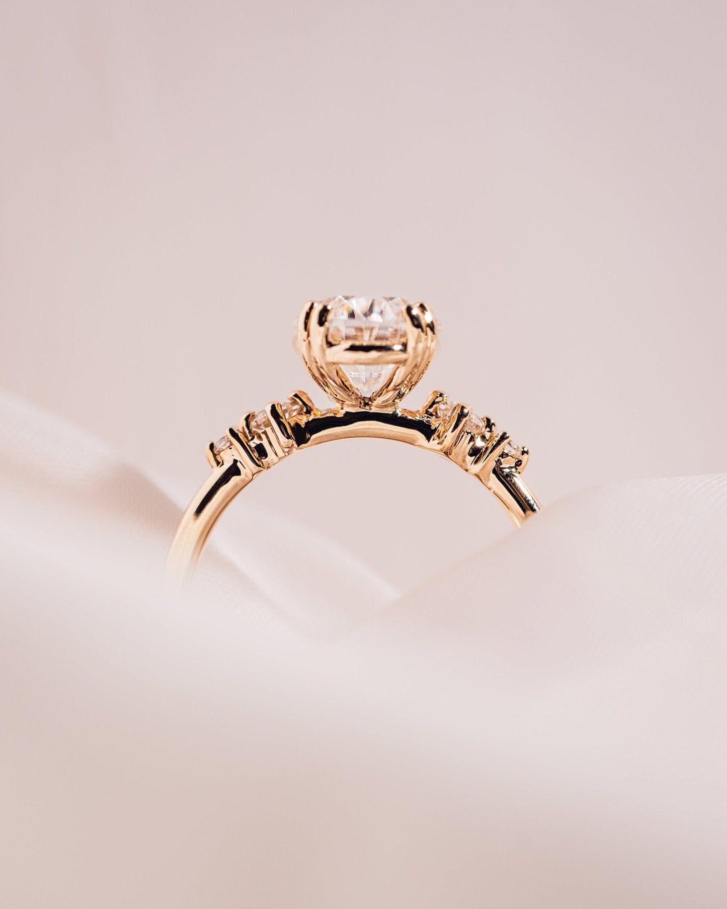 Cushion Hidden Halo Lab Grown Diamond Engagement Ring