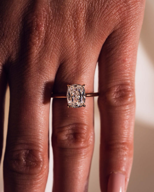 Cushion Hidden Halo Lab Grown Diamond Engagement Ring