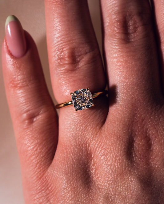 Cushion Hidden Halo Lab Grown Diamond Engagement Ring