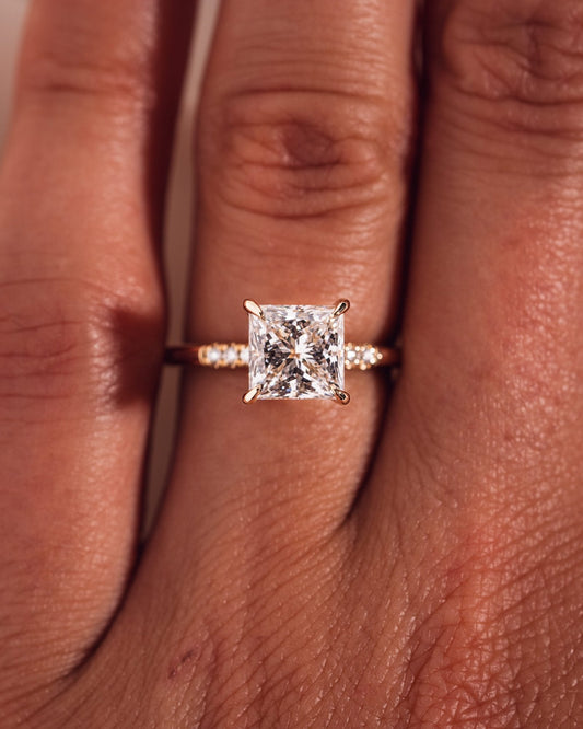 Cushion Hidden Halo Lab Grown Diamond Engagement Ring