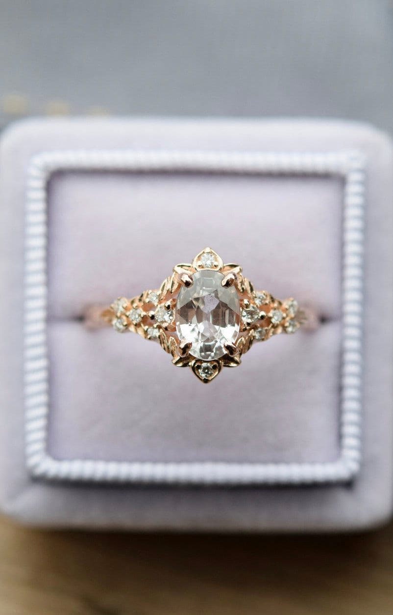 Moval Swirl Semi Pave Engagement Ring – 2.5 CT Lab Grown Diamond