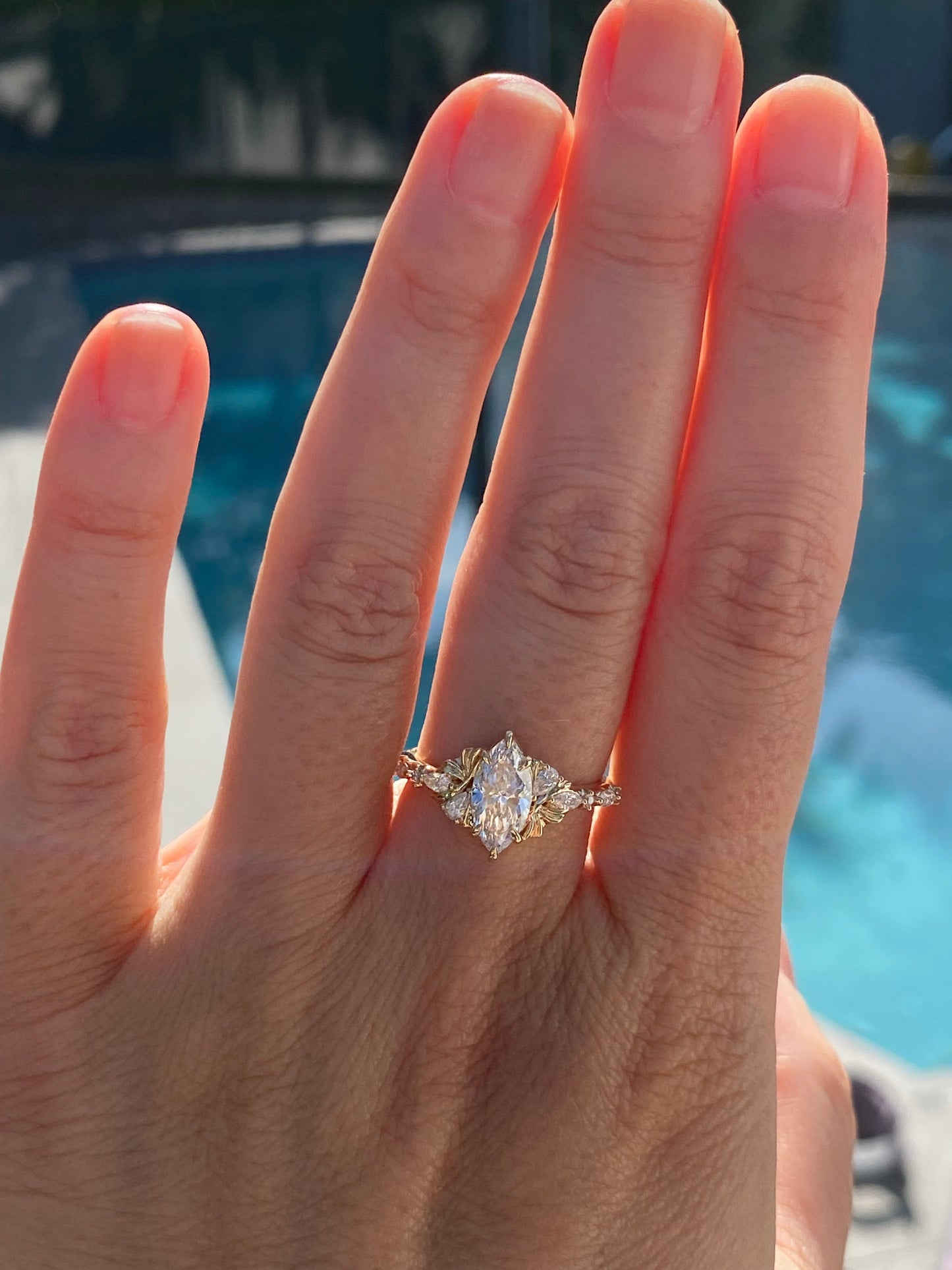 Moval Swirl Semi Pave Engagement Ring – 2.5 CT Lab Grown Diamond
