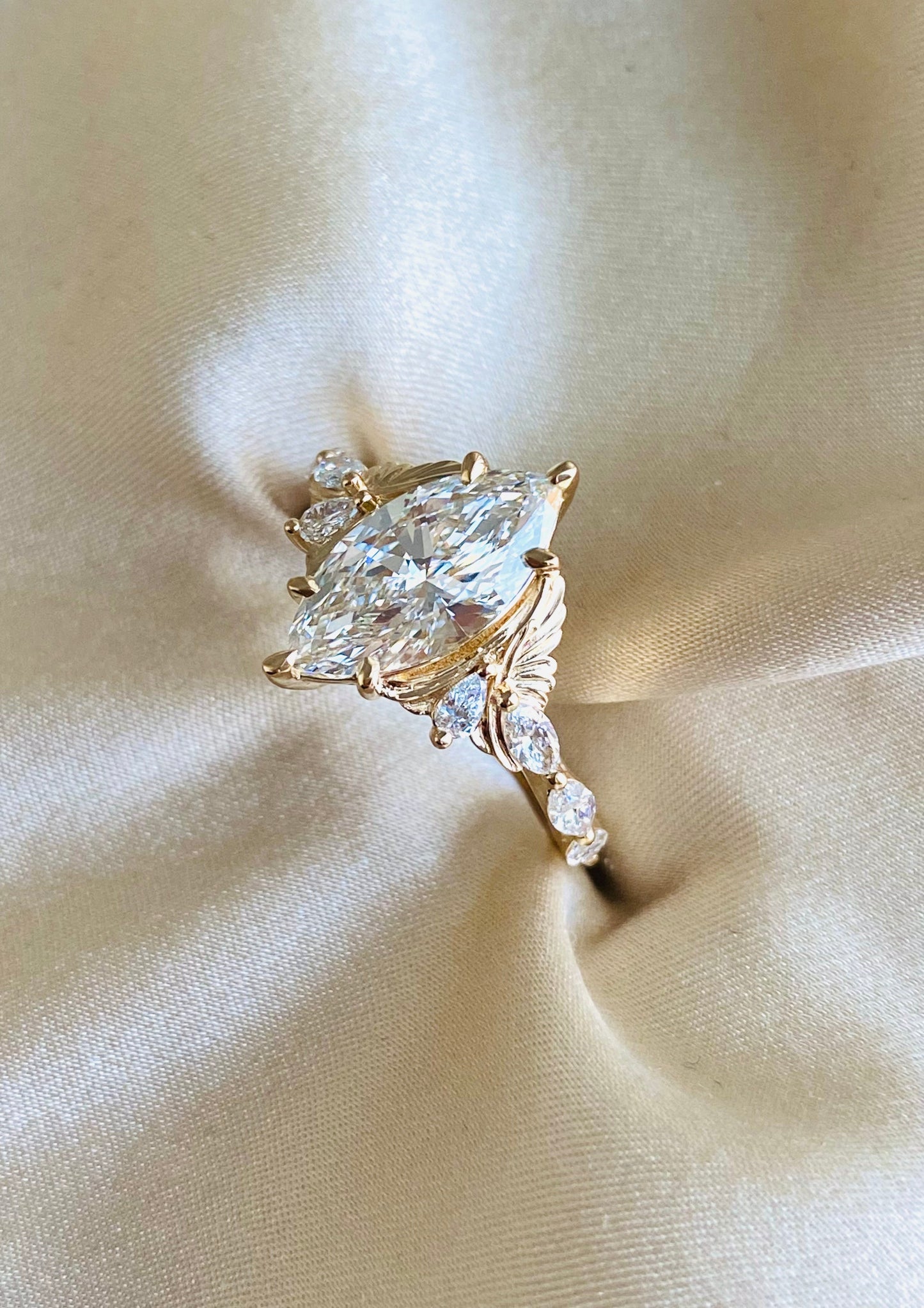 Moval Swirl Semi Pave Engagement Ring – 2.5 CT Lab Grown Diamond