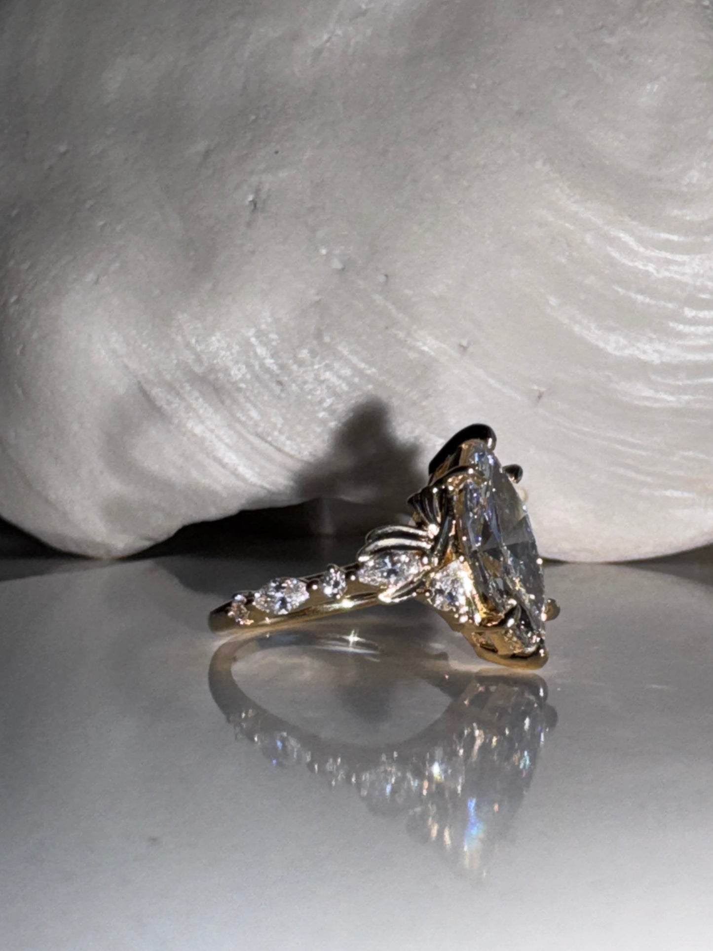 Moval Swirl Semi Pave Engagement Ring – 2.5 CT Lab Grown Diamond