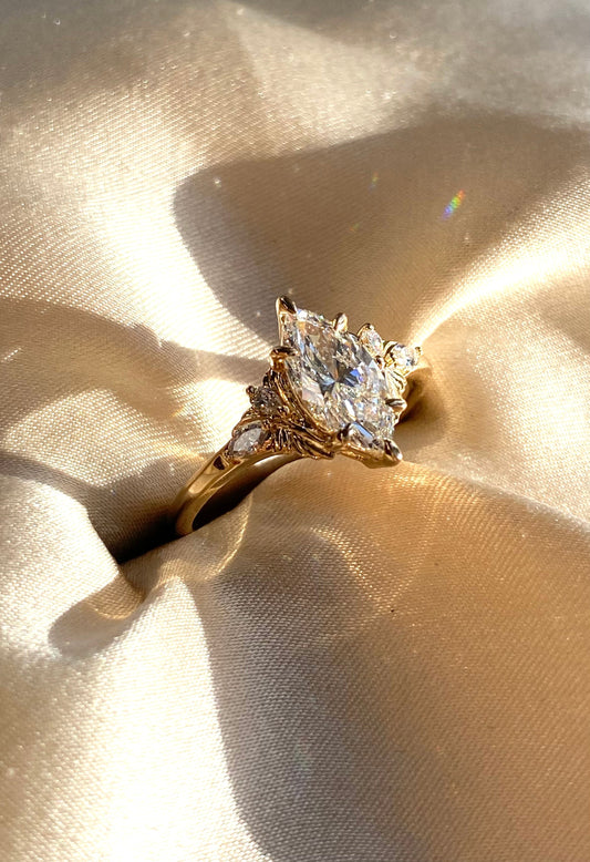 Moval Swirl Semi Pave Engagement Ring – 2.5 CT Lab Grown Diamond
